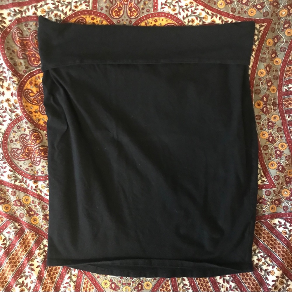 Stretchy black basic bodycon pencil skirt